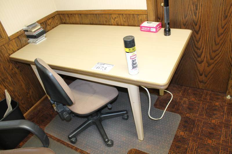 lot 673 image: Work Table Includes Chair & Contents 31 x 61 x 28.5.
