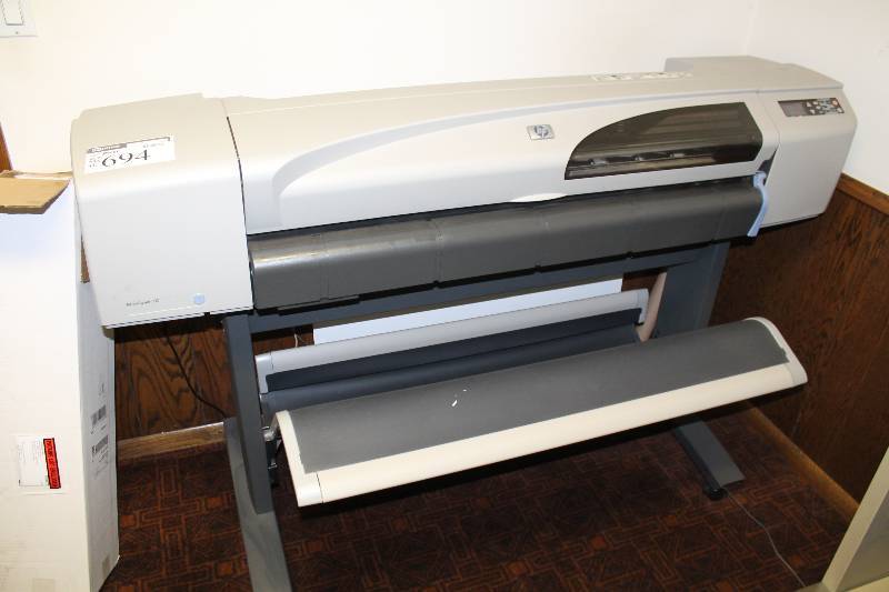 lot 694 image: HP Designjet 500 Extra Wide Printer wPaper Model No. C7770B 65 x 33 x 42.