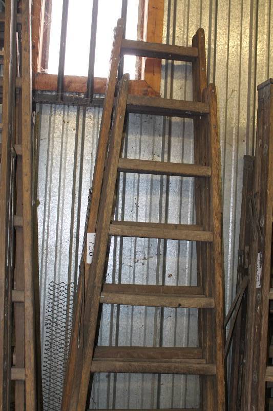 lot 728 image: Lot of (2) Wooden Ladders 8 & 9.
