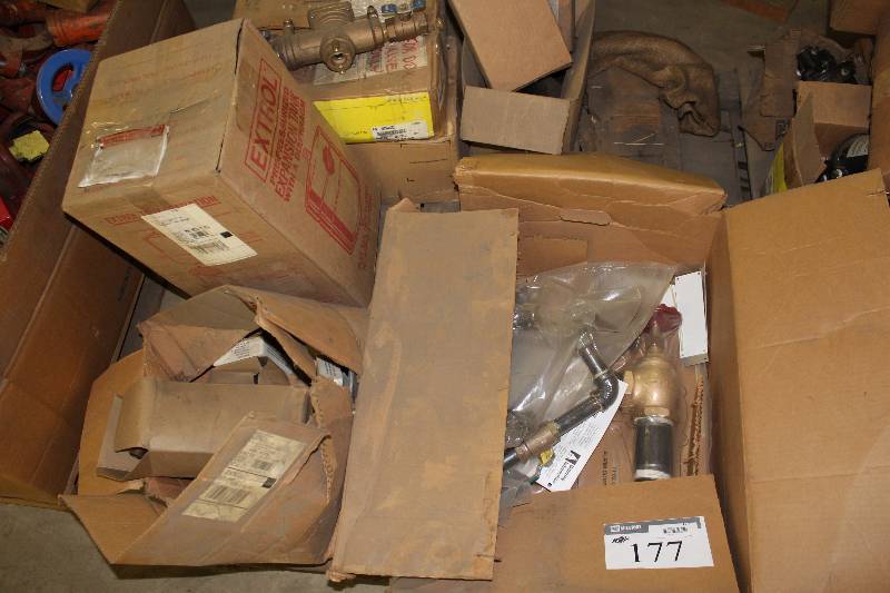 lot 177 image: Palelt Lot Including Miscellaneous Valves Threaded Pipe Connectors And More.