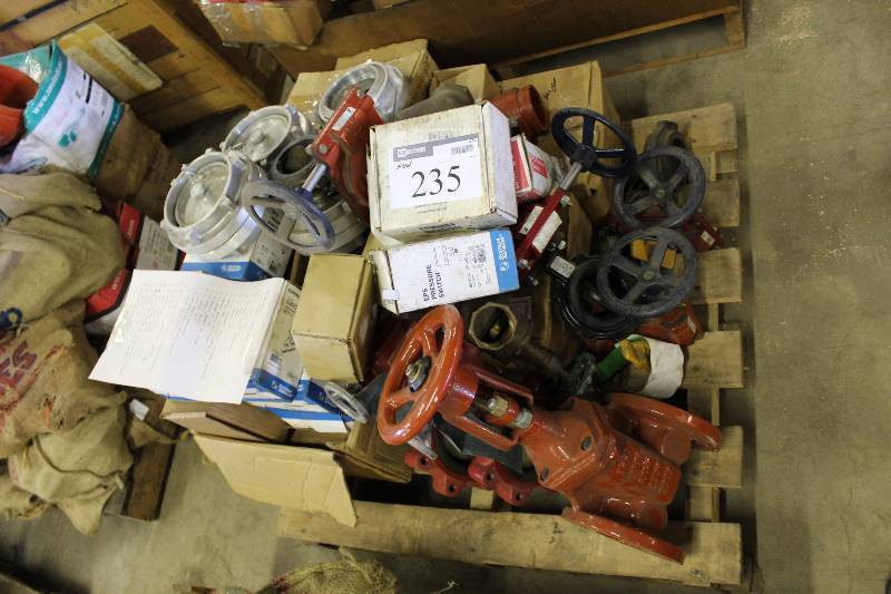 lot 235 image: Pallet Lot Of New Hardware Including Brass Check 1 12 (2) 3-Way Valve 14 (20) 1 14 Ball Valve wTamper (2) Pressure Switch (3) And More New See Info Sheet In Photos For Additional Items & Info.