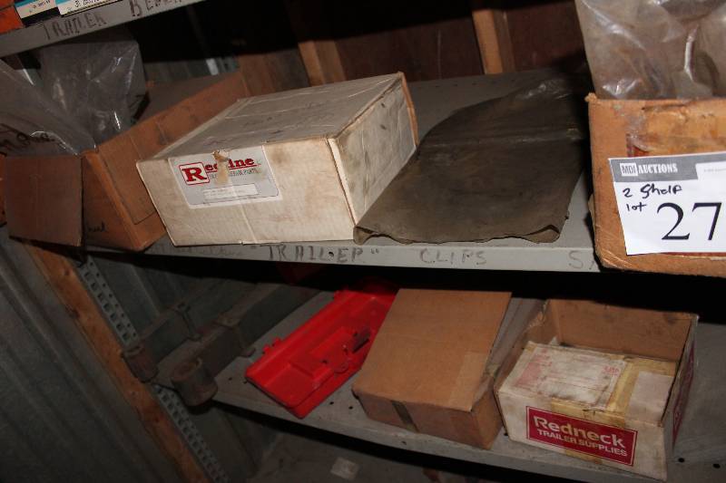 lot 277 image: Contents of (2) Shelves Including Fuel Water Separator Bower BCA Bearings Plastic Tool Box Insert And More.