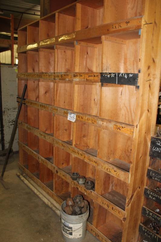 lot 253 image: Wooden Storage Unit wMultiple Compartments Contents Included 12 x 96 x 96.