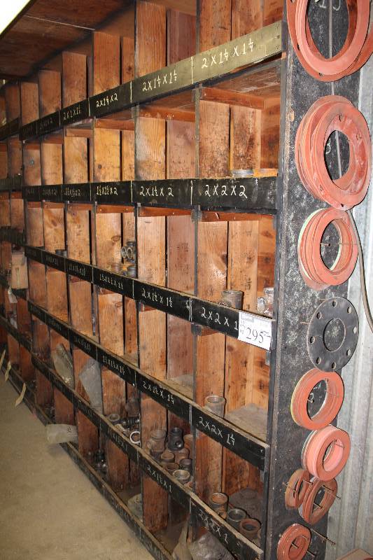 lot 295 image: Storage Container Lot Including Metal Adapters, Fittings, Tees, Threaded Pipes, And More Storage Container wMultiple Compartments, 12 x 97 x 98.