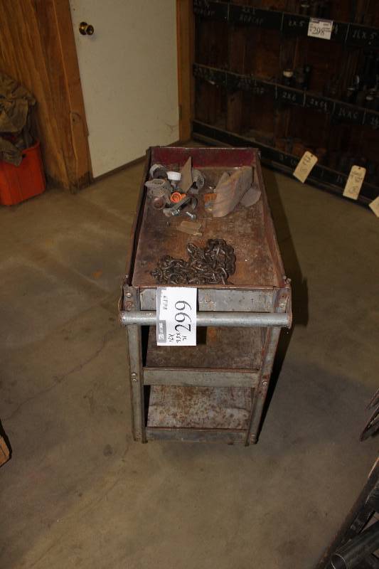 lot 299 image: Metal Cart w2 Lower Shelves & Wheels 16 x 33 x 31.