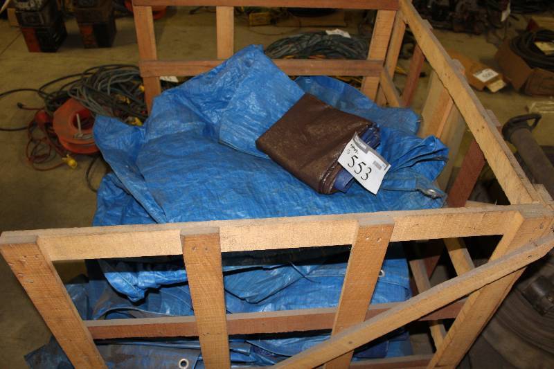 lot 553 image: Lot of (15) Plastic Blue Tarps.