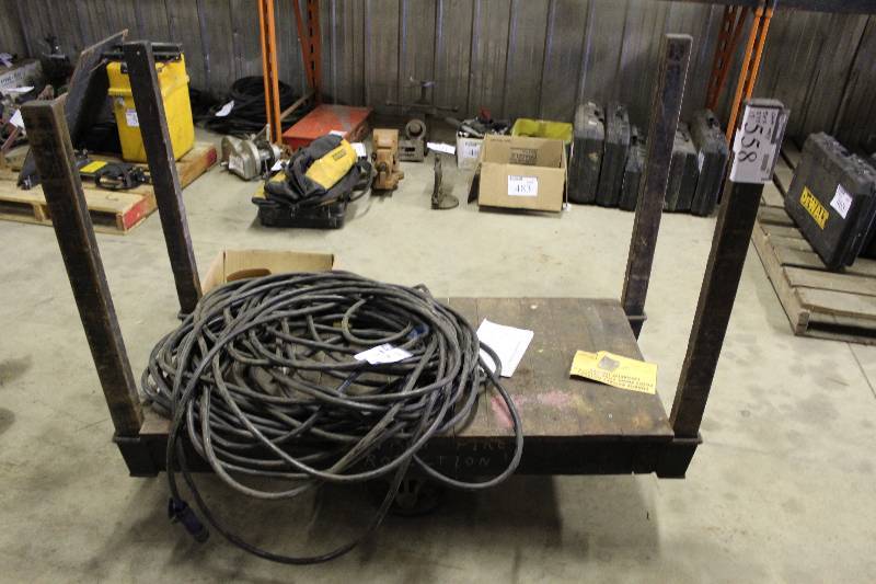 lot 558 image: Push Cart wCenter Wheels & Pole Corners Metal 24 x 54 x 15.