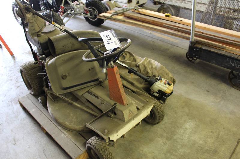 lot 574 image: Lot of (2) Including Ryobi 31cc 18 Weed Whipper Allis-Chalmers 8 Scamp Riding Lawn Mower.