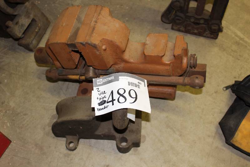 lot 489 image: Lot of (2) Including Heavy-Duty Vise Pipe Bender.