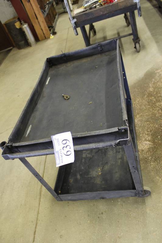 lot 639 image: Push Cart wLower Shelf & Wheels 24 x 39 x 32.