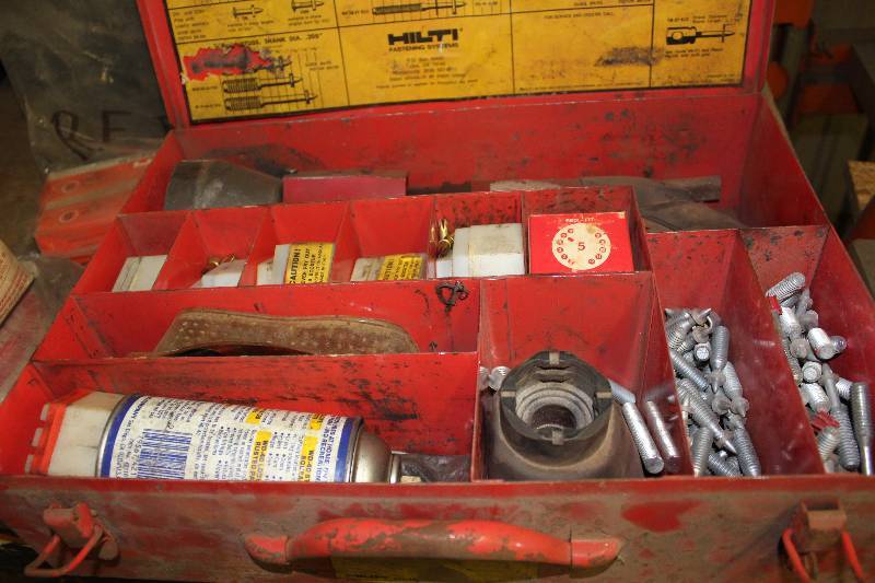 lot 487 image: Rivet Gun wHard Case, Hilti Rivet Ammo & Accessories.