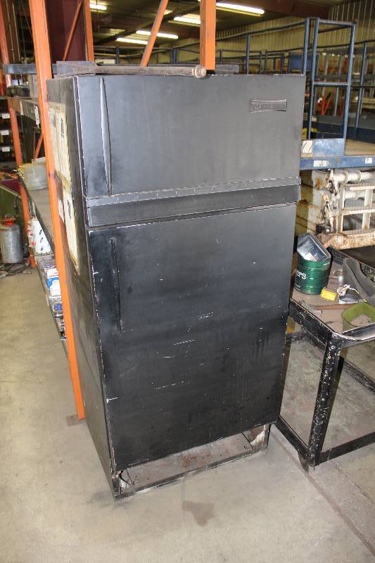 lot 598 image: Refrigerator Storage Container Contents Included Tubes of Lincoln Electrodes 26 x 30 x 66.