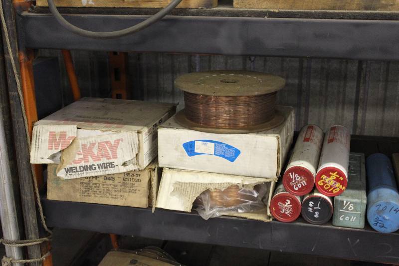 lot 595 image: Shelf Lot Including 3M Speedglas In Box Spool Of Wire McKay Welding Wire And More.