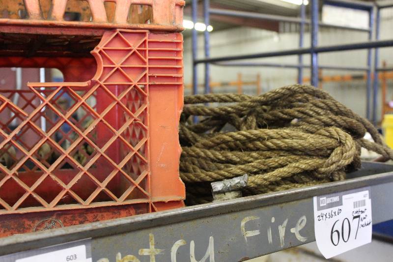 lot 603 image: Top Shelf Lot Including Chains wHooks Rope.