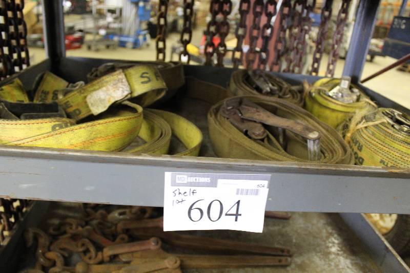 lot 604 image: Shelf Lot of Heavy-Duty Ratchet Straps.