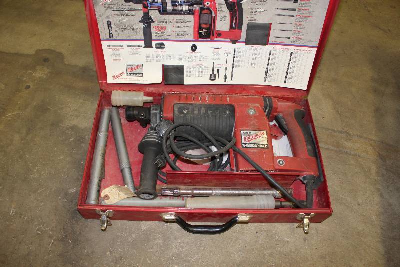 lot 609 image: Milwaukee Thunderbolt Rotary Hammer wCord, Hard Case & Attachments.
