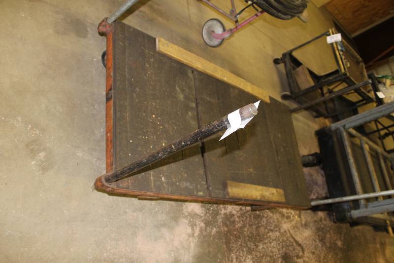 lot 638 image: Push Cart wCenter Wheels & Pole Corners Metal 36 x 80 x 14.