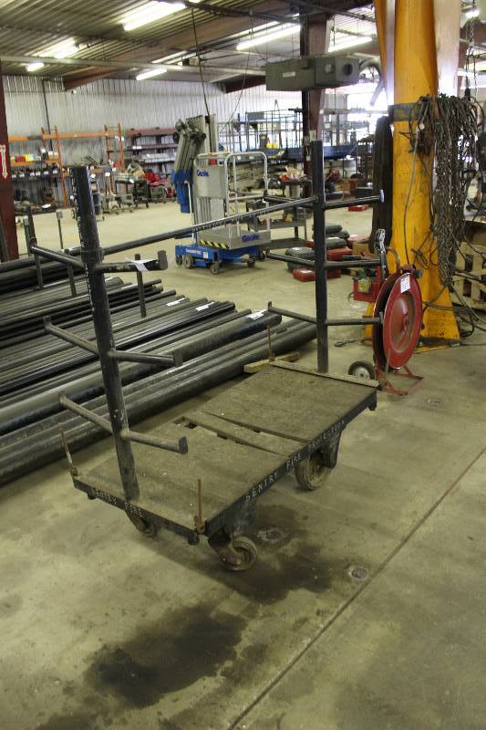 lot 616 image: Push Cart wWheels Racking For Storing Pipes & Cross Bar 27 x 59 x 62.