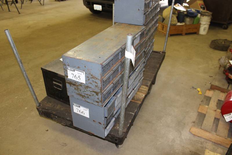 lot 738 image: Cart wCorner Poles & Wooden Deck 36 x 72 x 14.5.