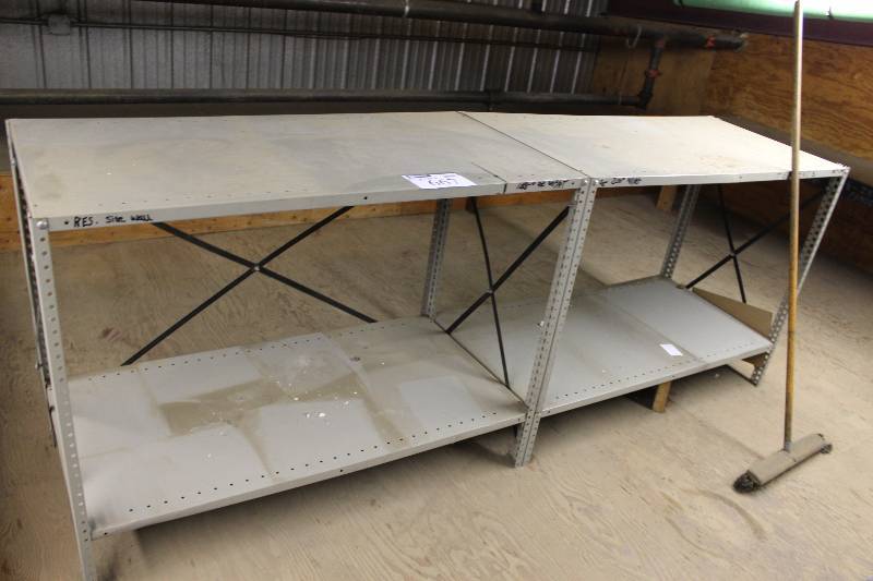 lot 667 image: Lot of (2 Metal Shelving Units w2 Shelves 24 x 48 x 36.
