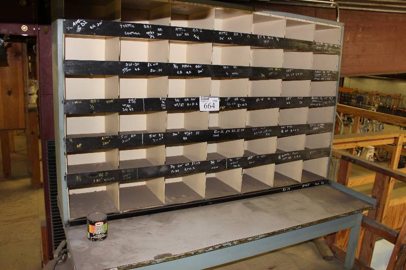 lot 664 image: Work Table wMultiple Compartment Storage 33 x 81 x 76.