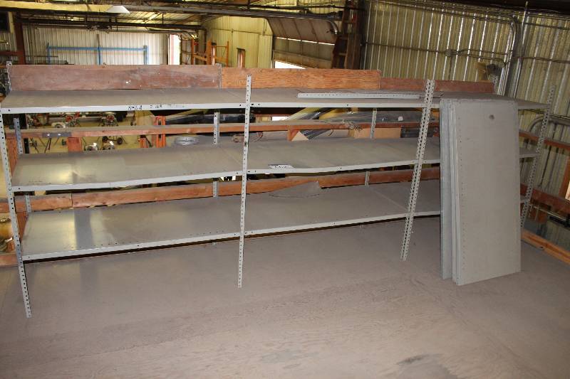 lot 662 image: Shelving Unit w3 Shelves 24 x 144 x 51 Includes Extra Shelves.