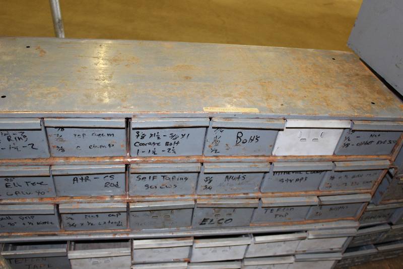 lot 765 image: Metal Storage Container wMultiple Compartments 12 x 34 x 13.