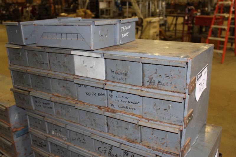 lot 763 image: Metal Storage Container wMultiple Compartments 12 x 34 x 13.