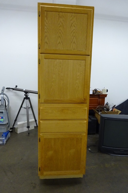 Wood Cabinet with shelves & 2 drawers