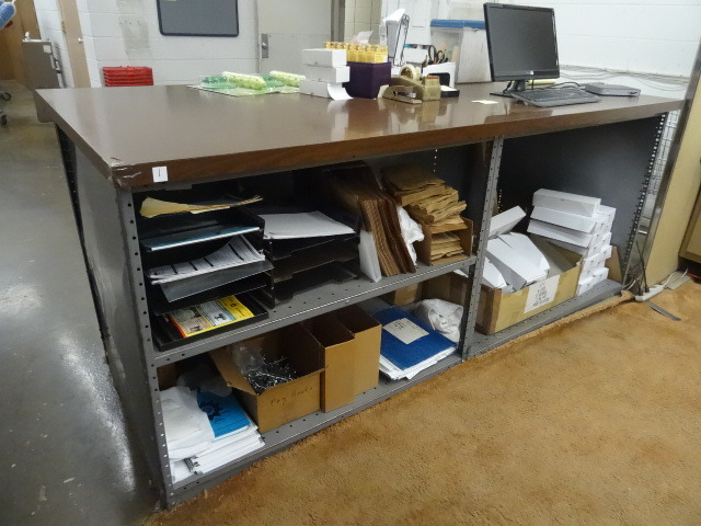 Steel counter shelving unit