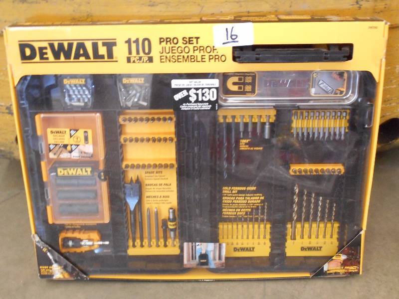 lot 16 image: New DeWalt 110-Piece Pro Bit & Tool...