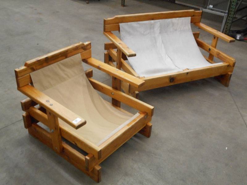 lot 39 image: (1) Wood-Framed 2-Seater Sofa With ...