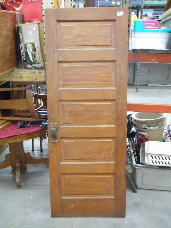 lot 41 image: Antique 30 Solid Wood Door With Kn...
