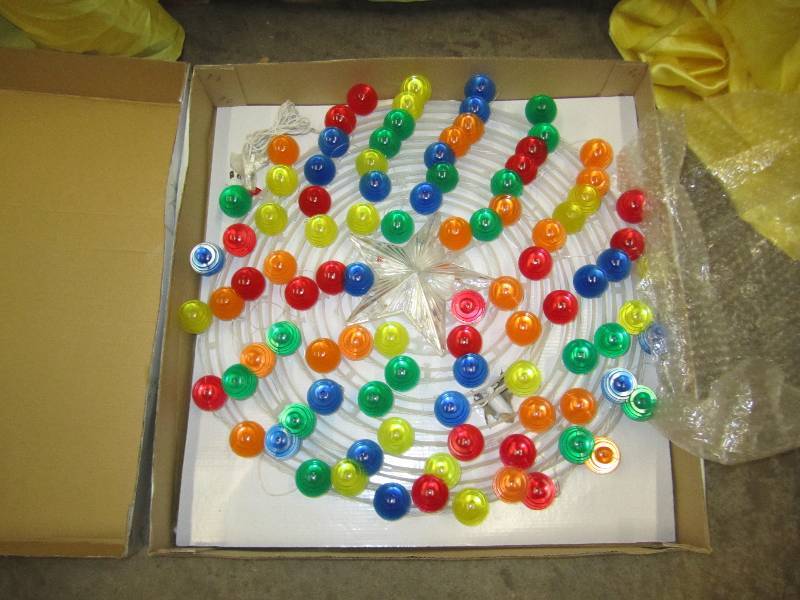 Lighted hanging spiral, 20 across...