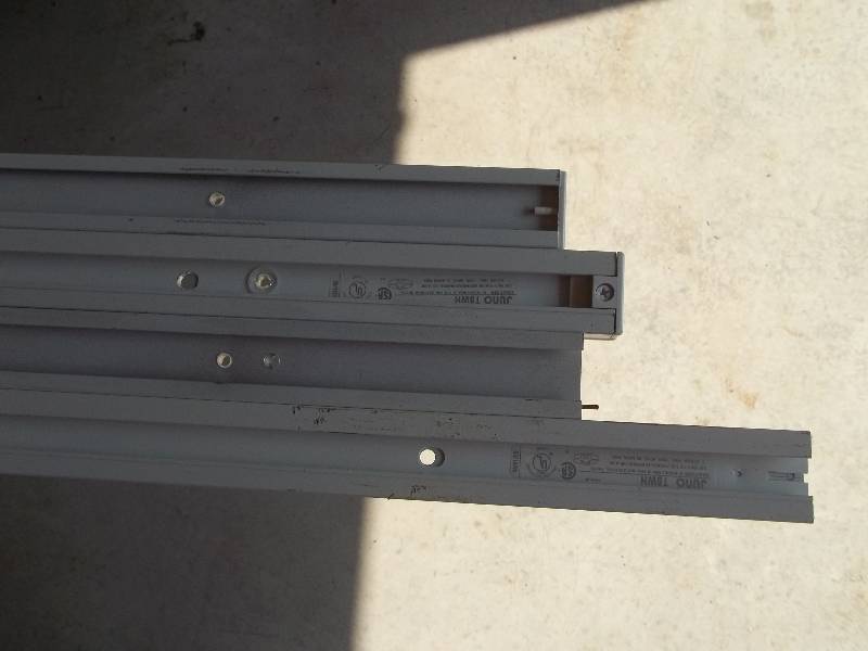 Four Industrial Track Lighting Fixtures with Bulbs and Four Tracks