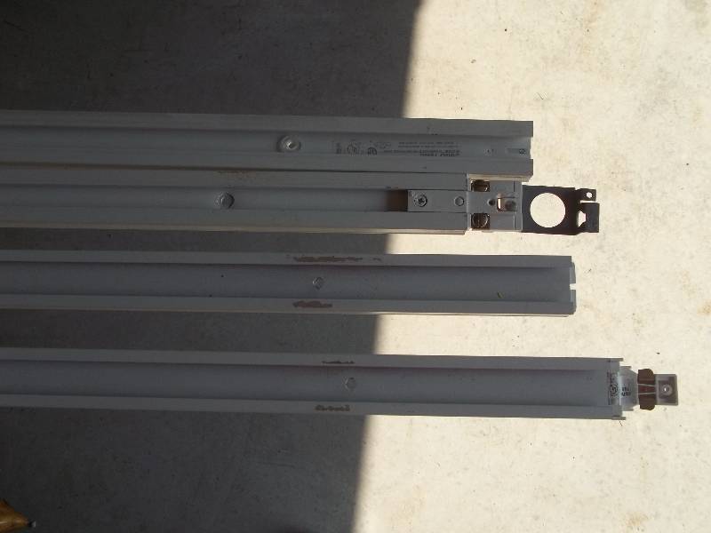 Four Industrial Track Lighting Fixtures with Bulbs and Four Tracks