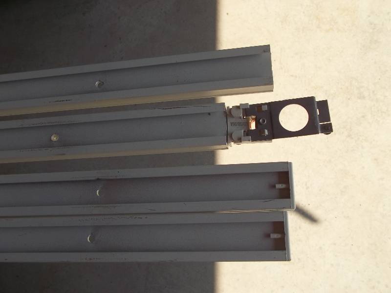 Four Industrial Track Lighting Fixtures with Bulbs and Four Tracks