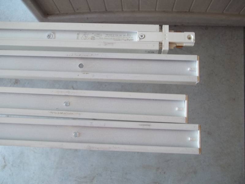 Four Industrial Track Lighting Fixtures with Bulbs and Four Tracks