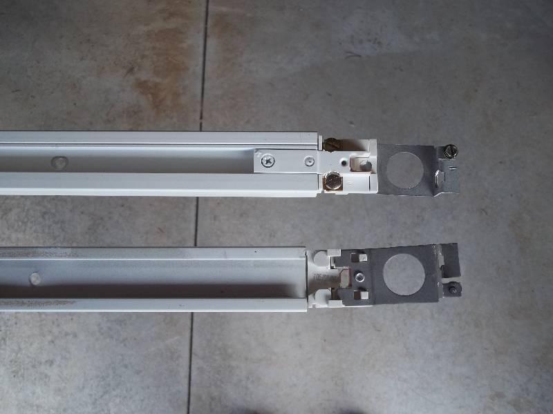 Eight Industrial Track Lighting Fixtures with Bulbs and Two Tracks