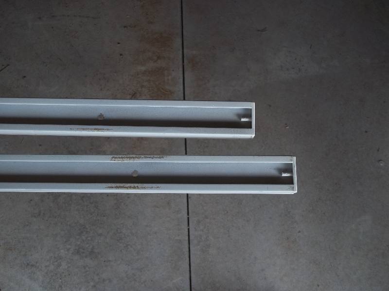 Eight Industrial Track Lighting Fixtures with Bulbs and Two Tracks