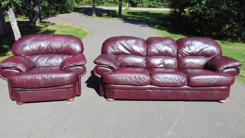 Leather Couch and Oversized Chair