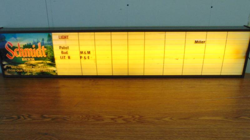 Lighted Schmidt Beer Board
