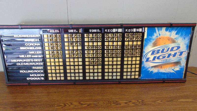 Bud Light Price Board