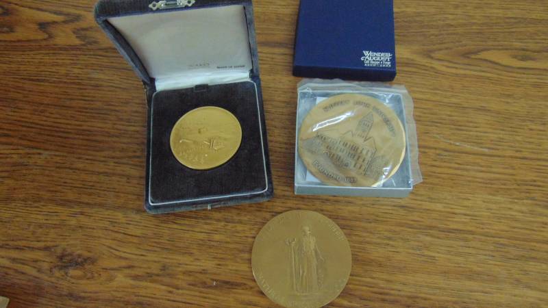 Lot of 3 Brass Coin Medallians