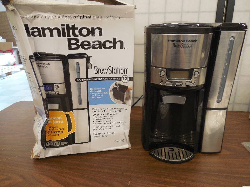 Hamilton Beach 12-Cup BrewStation Dispensing Coffee Maker with Removable Reservoir, Silver/Black ...