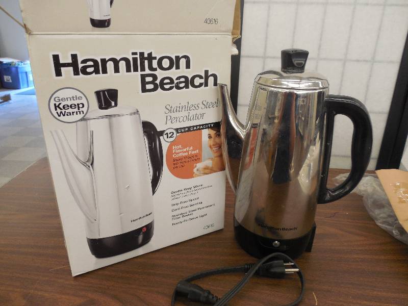 lot 34 image: Hamilton Beach 12-Cup Stainless Steel Percolator