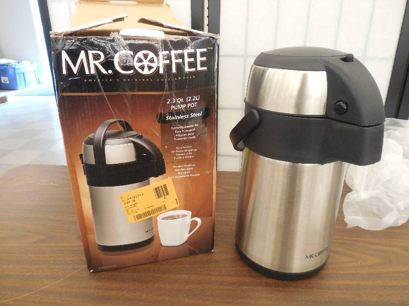 lot 35 image: Mr. Coffee Everflow 2.35-Quart Pump Pot, Stainless Steel