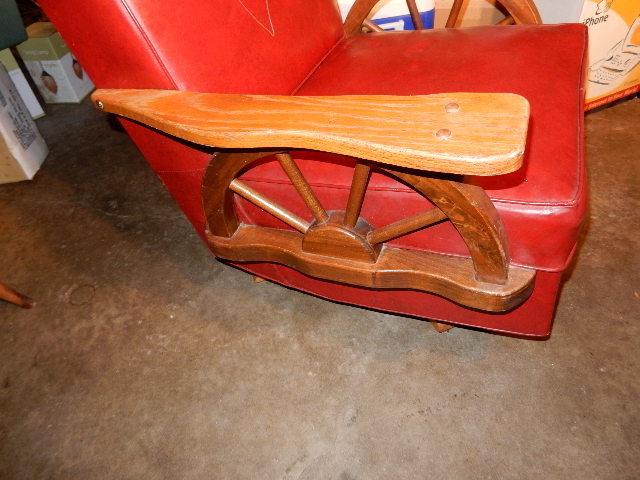 lot 1 image: Mid Mod Swivel, Rocker.. Leather and Wood.