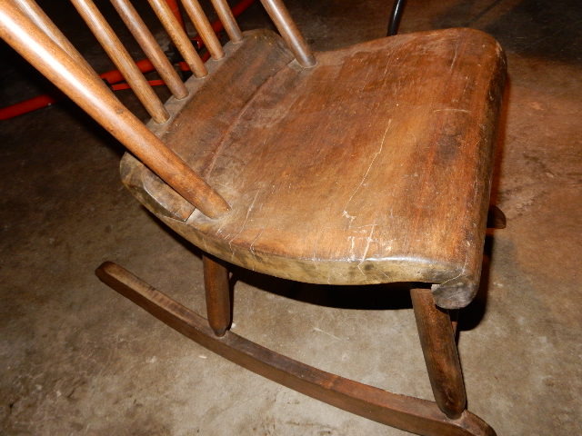 lot 3 image: Very cool old solid Maple Rocker