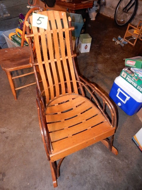 lot 5 image: Bent wood Rocker with slats